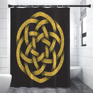 Gold Circle Celtic Knot Symbol Print Premium Shower Curtain