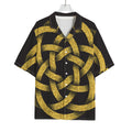 Gold Circle Celtic Knot Symbol Print Rayon Hawaiian Shirt