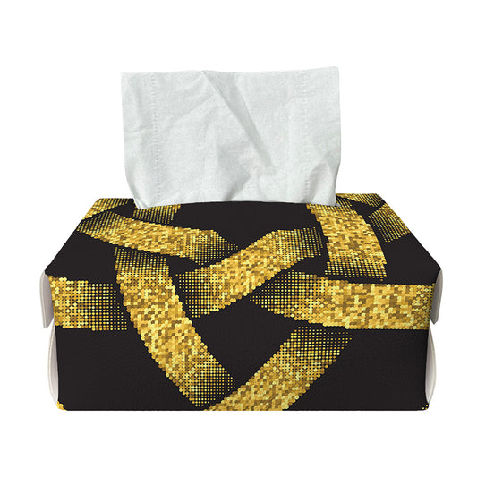 Gold Circle Celtic Knot Symbol Print Rectangle Tissue Box Cover