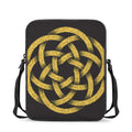 Gold Circle Celtic Knot Symbol Print Rectangular Crossbody Bag