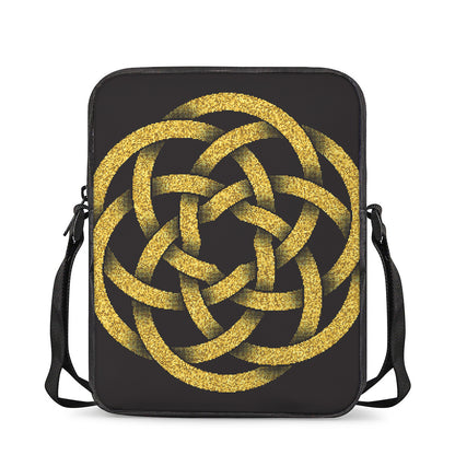 Gold Circle Celtic Knot Symbol Print Rectangular Crossbody Bag