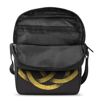 Gold Circle Celtic Knot Symbol Print Rectangular Crossbody Bag