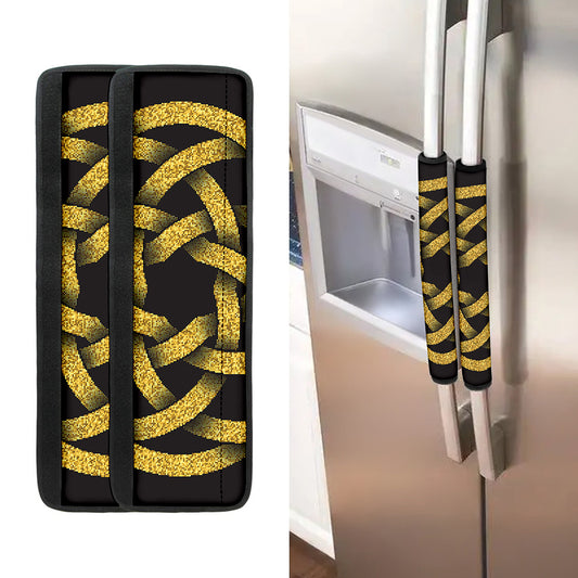 Gold Circle Celtic Knot Symbol Print Refrigerator Handle Covers