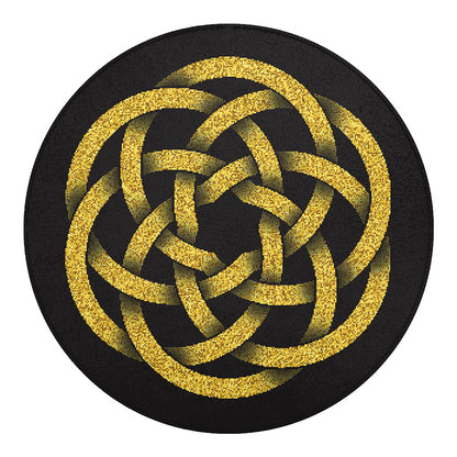 Gold Circle Celtic Knot Symbol Print Round Blanket