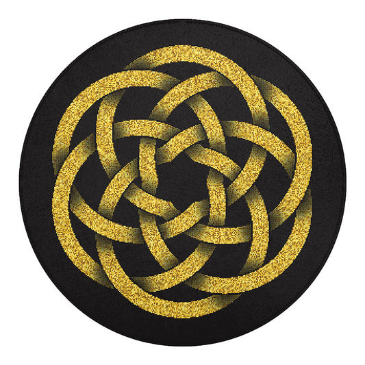 Gold Circle Celtic Knot Symbol Print Round Blanket