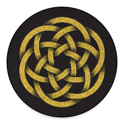 Gold Circle Celtic Knot Symbol Print Round Floor Mat