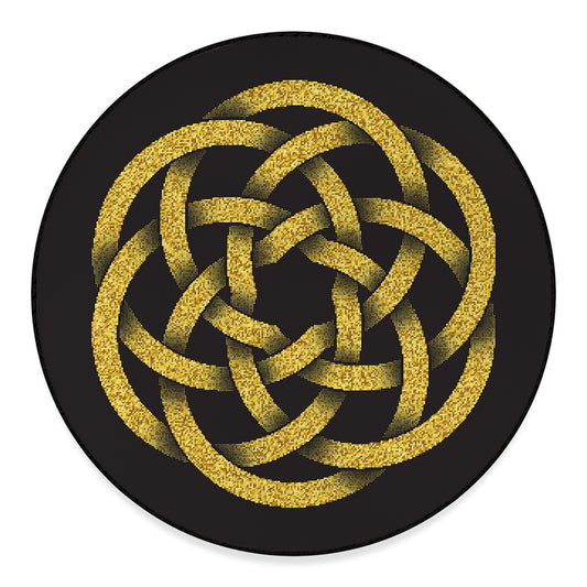 Gold Circle Celtic Knot Symbol Print Round Floor Mat