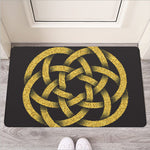 Gold Circle Celtic Knot Symbol Print Rubber Doormat