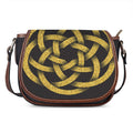 Gold Circle Celtic Knot Symbol Print Saddle Bag