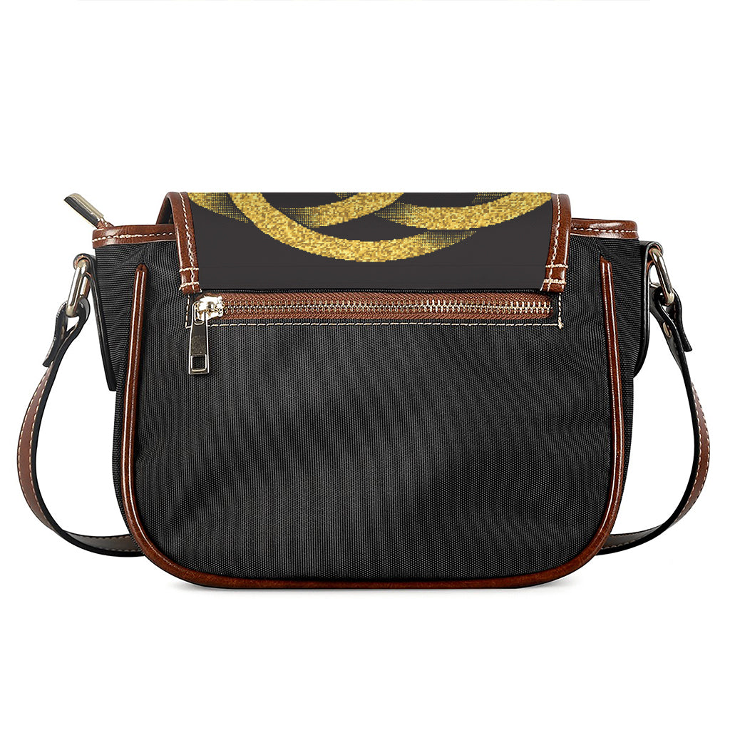Gold Circle Celtic Knot Symbol Print Saddle Bag