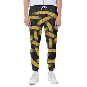 Gold Circle Celtic Knot Symbol Print Scuba Joggers