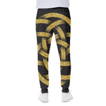 Gold Circle Celtic Knot Symbol Print Scuba Joggers