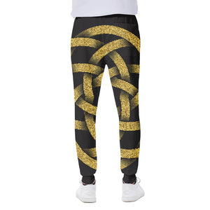 Gold Circle Celtic Knot Symbol Print Scuba Joggers