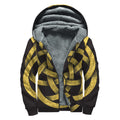 Gold Circle Celtic Knot Symbol Print Sherpa Lined Zip Up Hoodie