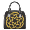 Gold Circle Celtic Knot Symbol Print Shoulder Handbag