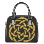 Gold Circle Celtic Knot Symbol Print Shoulder Handbag