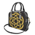 Gold Circle Celtic Knot Symbol Print Shoulder Handbag