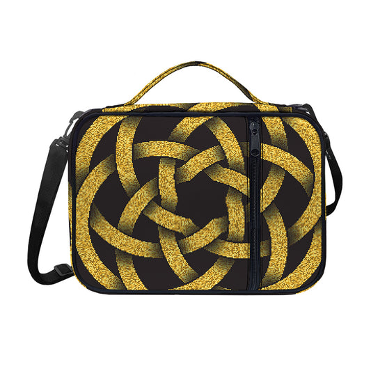 Gold Circle Celtic Knot Symbol Print Shoulder Strap Bible Bag