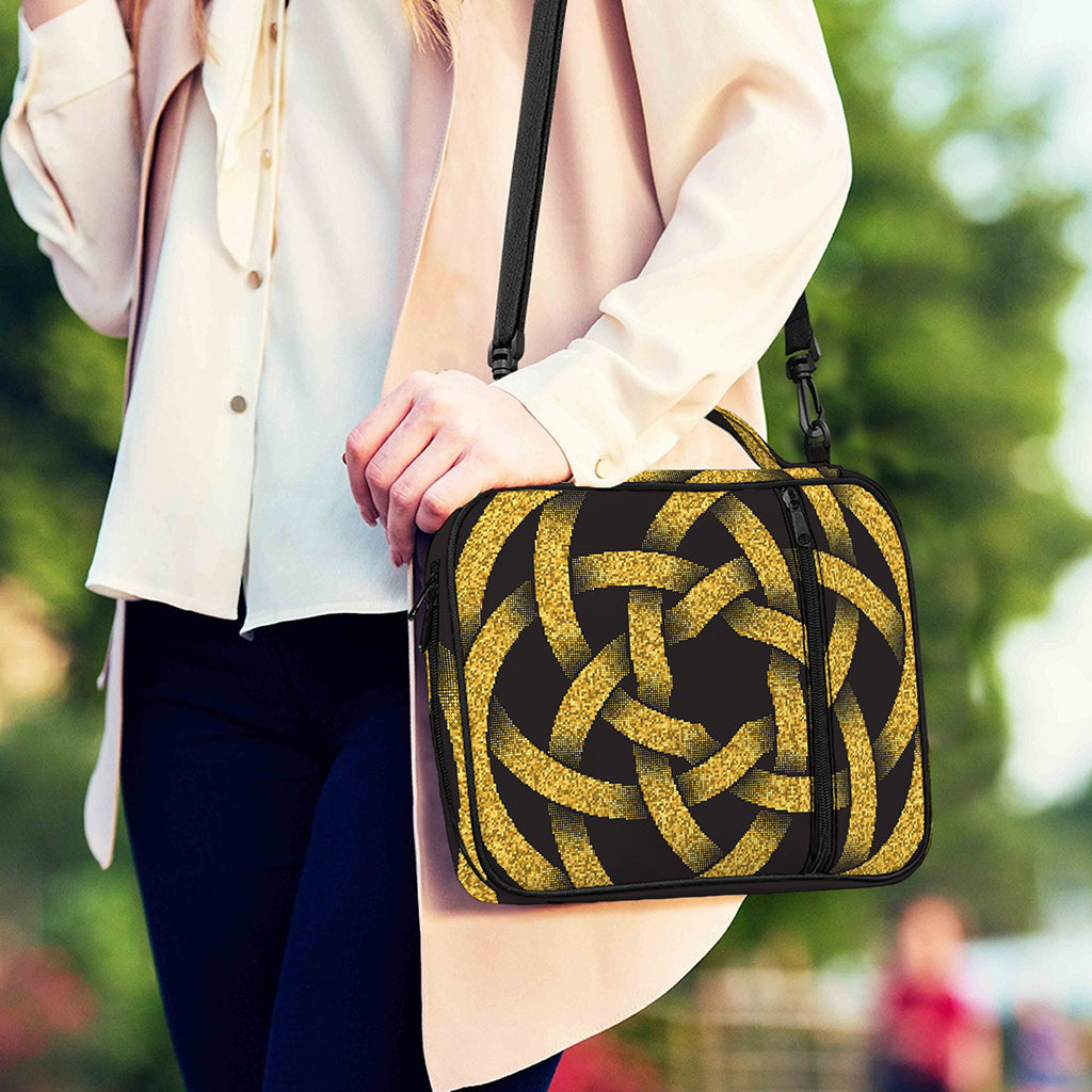 Gold Circle Celtic Knot Symbol Print Shoulder Strap Bible Bag