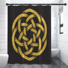 Gold Circle Celtic Knot Symbol Print Shower Curtain