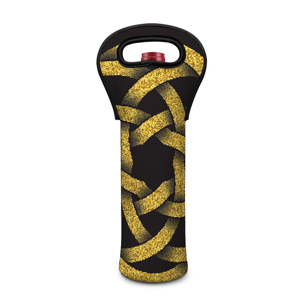 Gold Circle Celtic Knot Symbol Print Single Neoprene Wine Tote