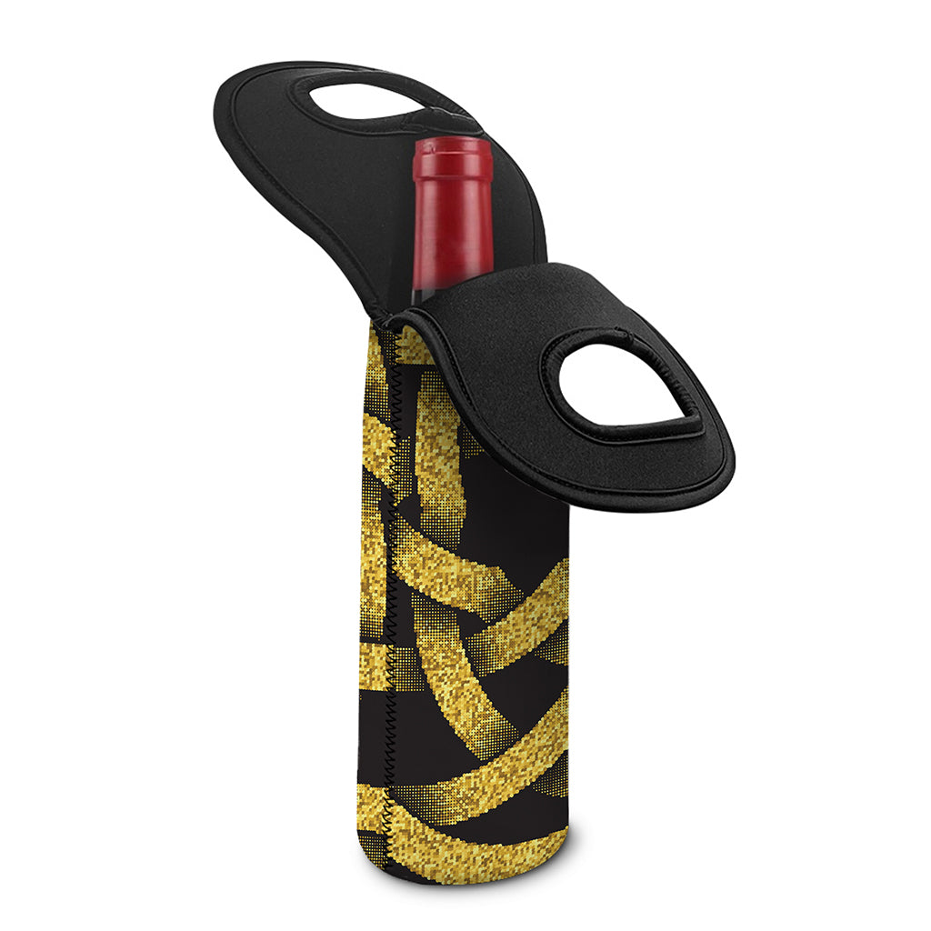 Gold Circle Celtic Knot Symbol Print Single Neoprene Wine Tote