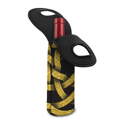 Gold Circle Celtic Knot Symbol Print Single Neoprene Wine Tote
