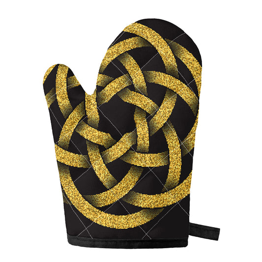 Gold Circle Celtic Knot Symbol Print Single Oven Mitt