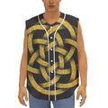 Gold Circle Celtic Knot Symbol Print Sleeveless Baseball Jersey