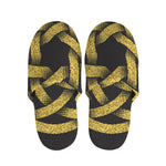 Gold Circle Celtic Knot Symbol Print Slippers