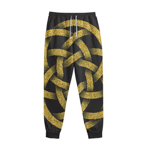 Gold Circle Celtic Knot Symbol Print Sweatpants