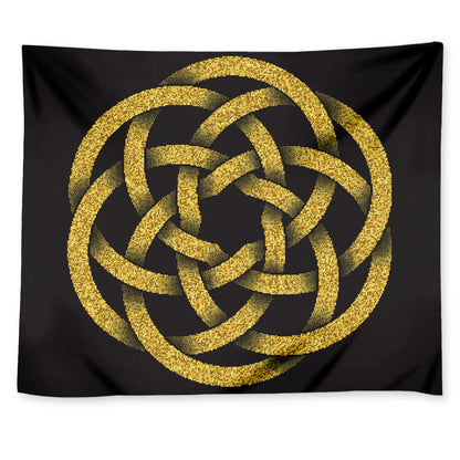 Gold Circle Celtic Knot Symbol Print Tapestry
