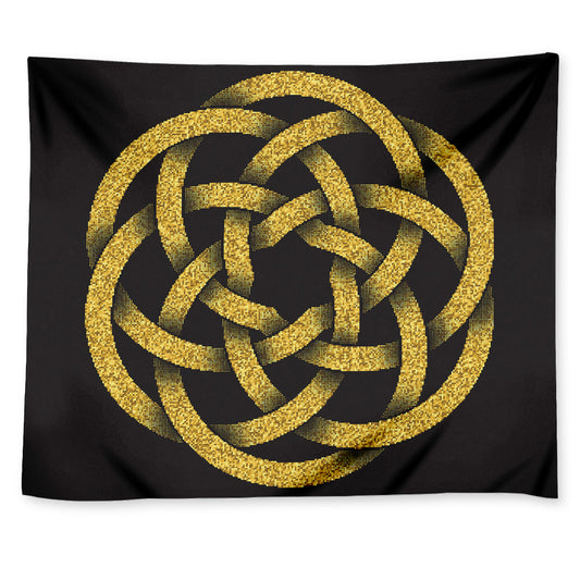 Gold Circle Celtic Knot Symbol Print Tapestry