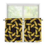 Gold Circle Celtic Knot Symbol Print Tier Curtains