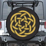 Gold Circle Celtic Knot Symbol Print Tire Cover