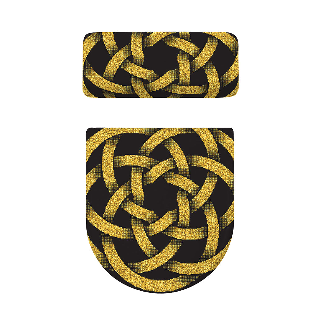 Gold Circle Celtic Knot Symbol Print Toilet Lid And Tank Cover Set
