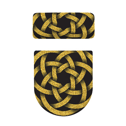 Gold Circle Celtic Knot Symbol Print Toilet Lid And Tank Cover Set
