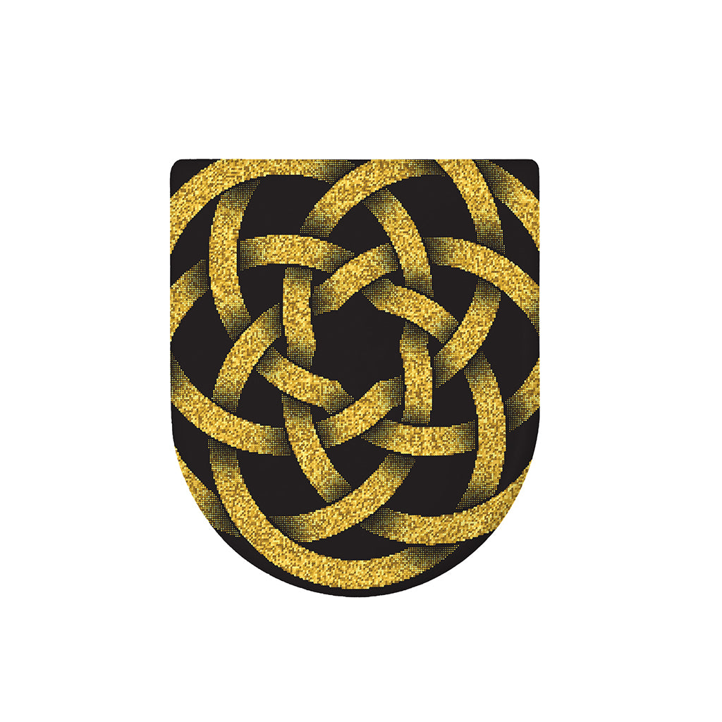 Gold Circle Celtic Knot Symbol Print Toilet Lid Cover