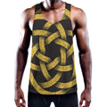 Gold Circle Celtic Knot Symbol Print Men's Workout Tank Top