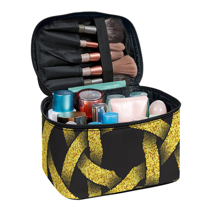 Gold Circle Celtic Knot Symbol Print Travel Makeup Bag