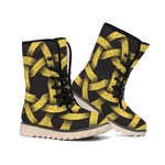 Gold Circle Celtic Knot Symbol Print Winter Boots