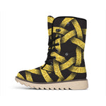 Gold Circle Celtic Knot Symbol Print Winter Boots