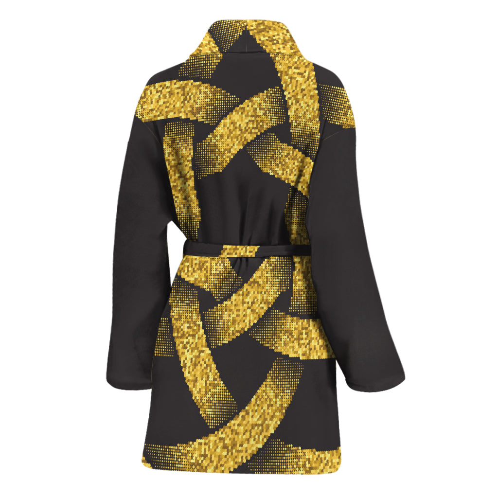 Gold Circle Celtic Knot Symbol Print Women's Bathrobe
