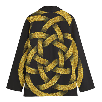 Gold Circle Celtic Knot Symbol Print Women's Blazer