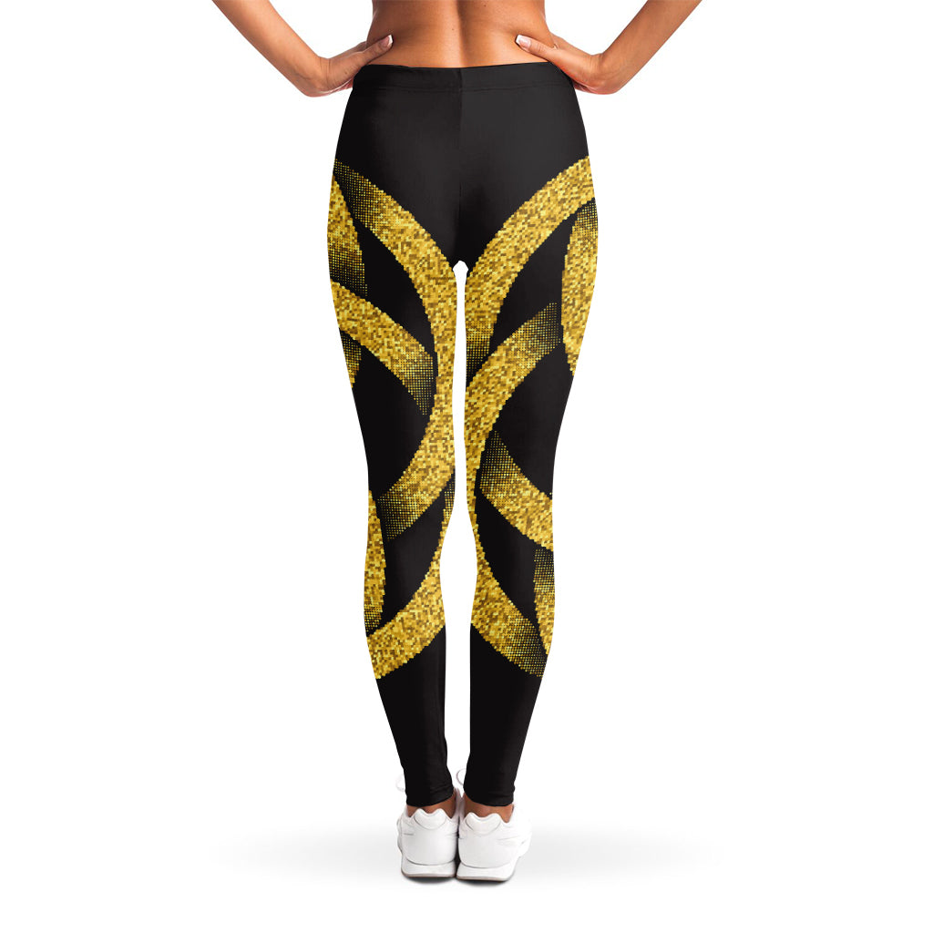 Gold Circle Celtic Knot Symbol Print Women's Leggings