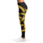 Gold Circle Celtic Knot Symbol Print Women's Leggings