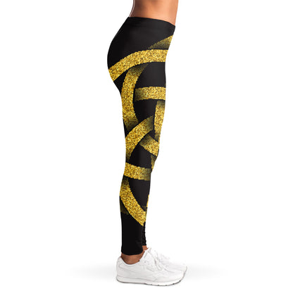 Gold Circle Celtic Knot Symbol Print Women's Leggings