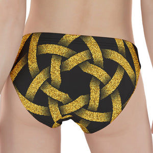 Gold Circle Celtic Knot Symbol Print Women's Panties