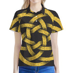 Gold Circle Celtic Knot Symbol Print Women's Polo Shirt