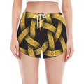 Gold Circle Celtic Knot Symbol Print Women's Split Running Shorts